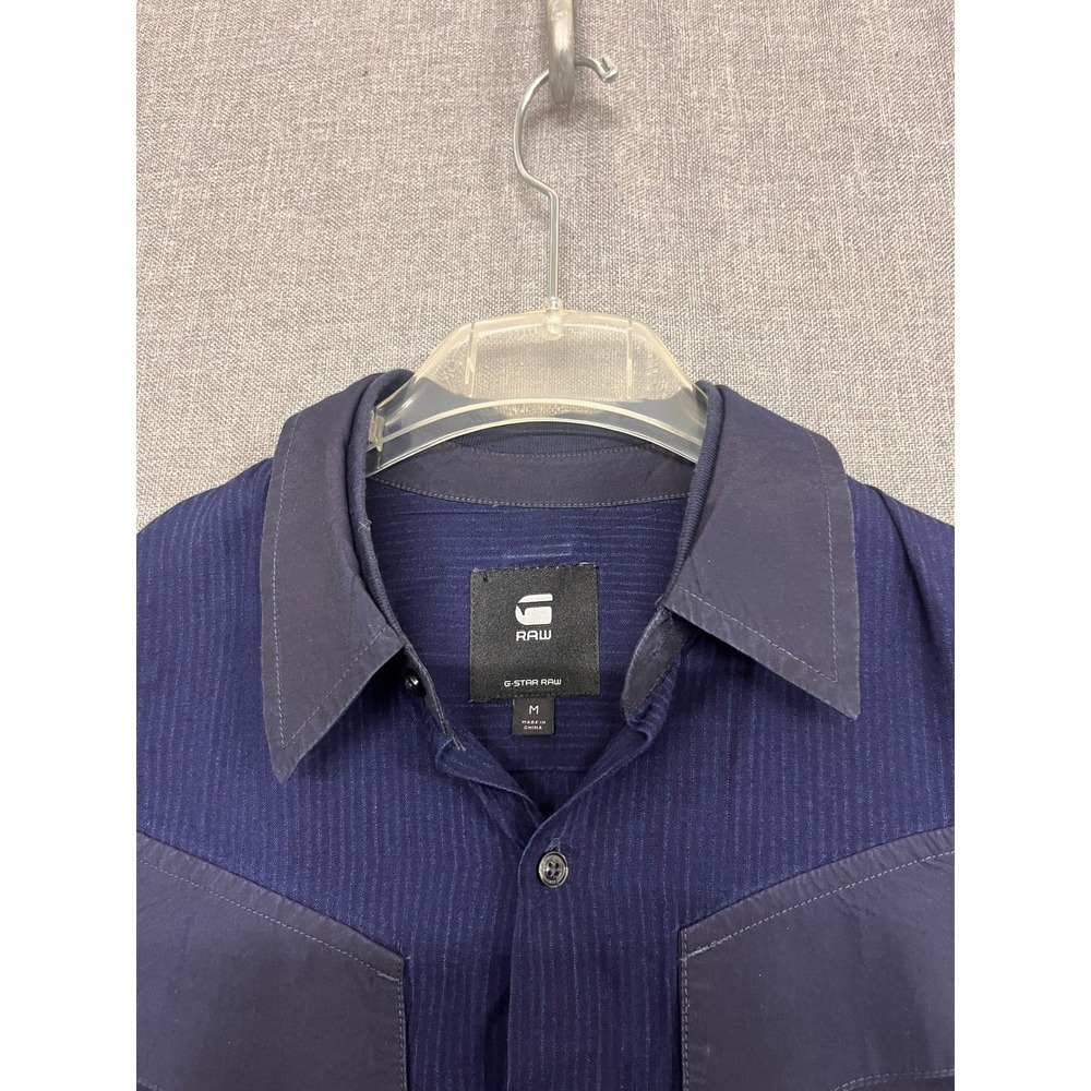 G-Star RAW Mens Regular Cargo Rib Shirt Navy Blue D18063-C527-082 Size M